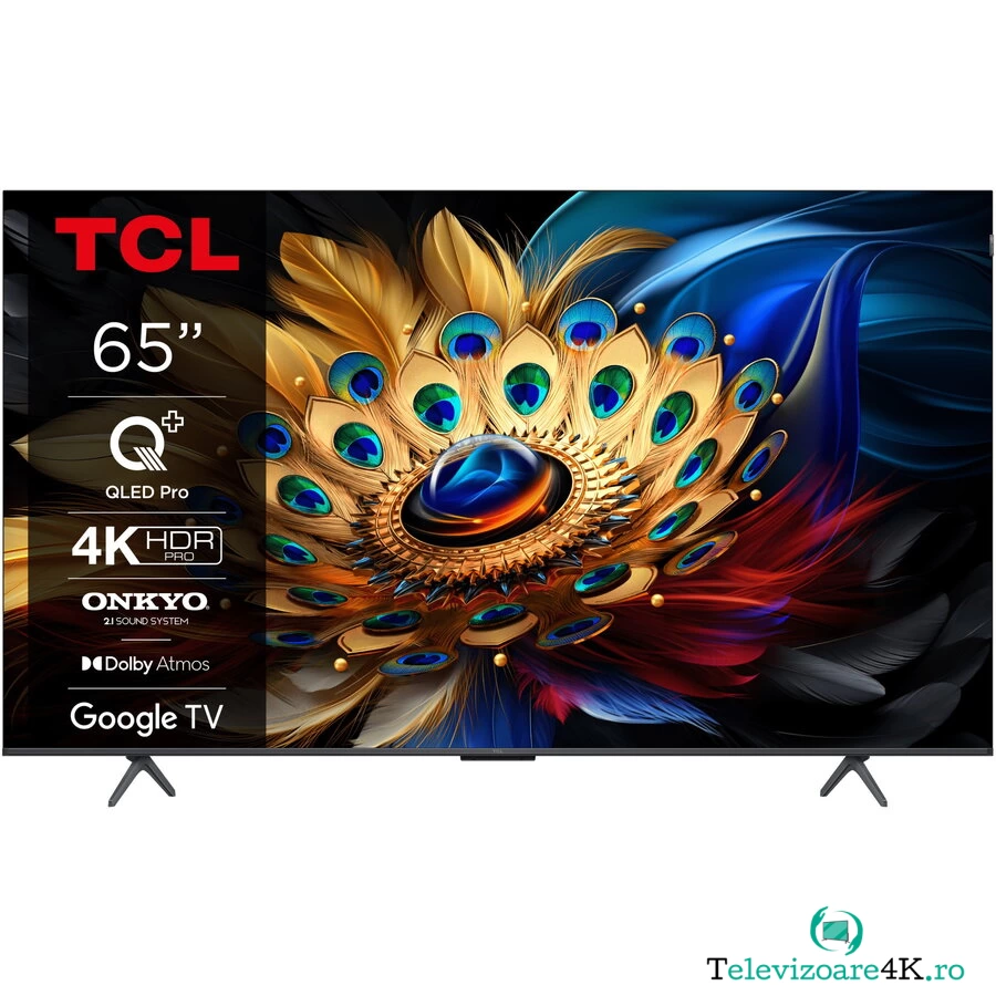 TCL Televizor TCL QLED 65C655, 164 cm, Smart Google TV, 4K Ultra HD, Clasa F (Model 2024)