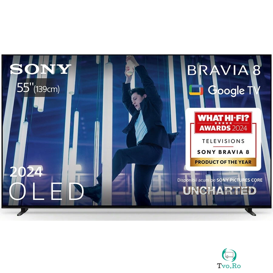 Sony Televizor Sony BRAVIA 8 OLED 55XR80, 139 cm, Smart Google TV, 4K Ultra HD, 100 Hz, Clasa F, Negru