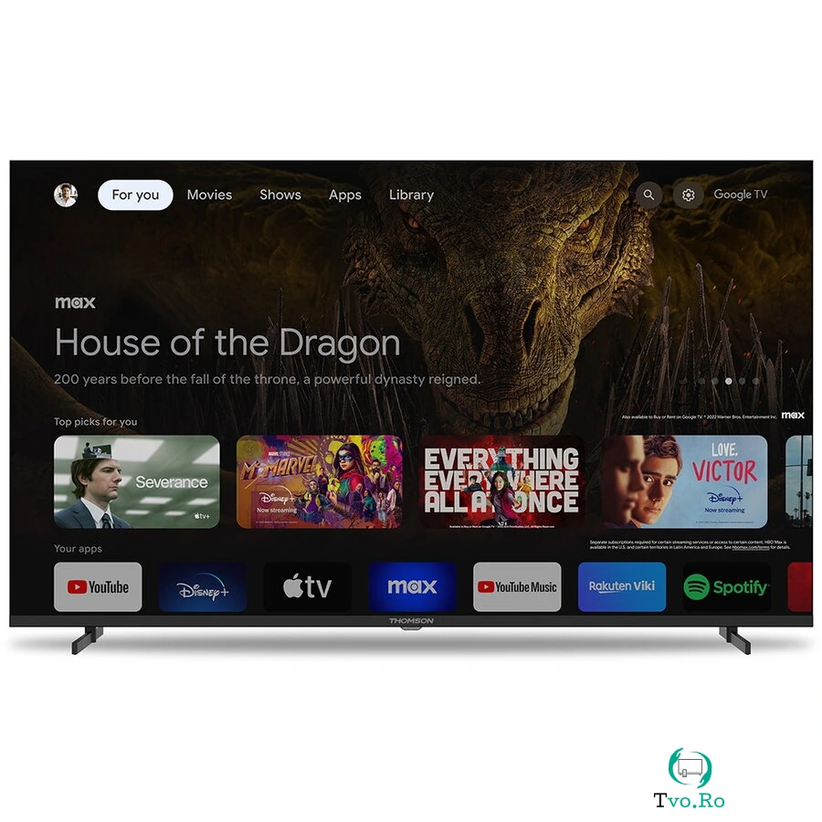 Thomson Televizor LED Smart Thomson 55UG4S14, 55 inch / 139 cm, UltraHD/4K, Google TV, triple tuner, HDR, Negru