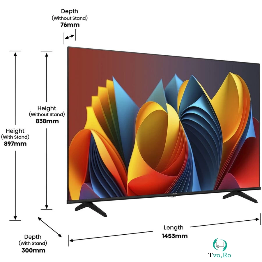 HISENSE Televizor QLED Smart Hisense 65E7NQ, Ultra HD 4K, HDR, 164cm, rezolutie 4K, 3840 x 2160 pixeli, Negru