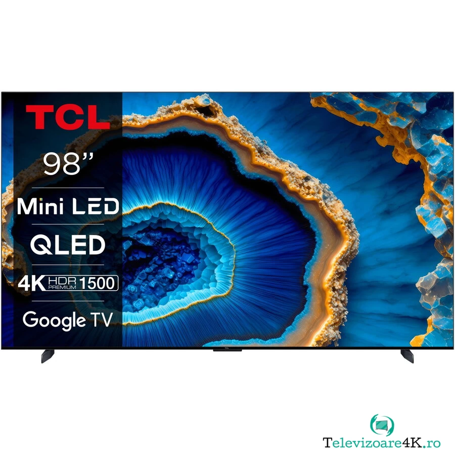 TCL Televizor TCL MiniLed 98C805, 248 cm, Smart Google TV, 4K Ultra HD, 100hz, Clasa G