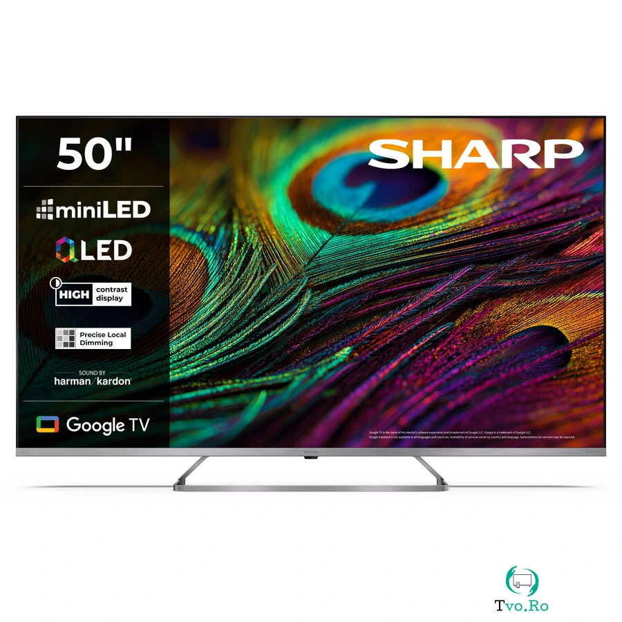 Sharp Televizor QLED MiniLED Sharp 127 cm (50) 50JP7265E, Ultra HD 4K, Smart TV, WiFi, Argintiu