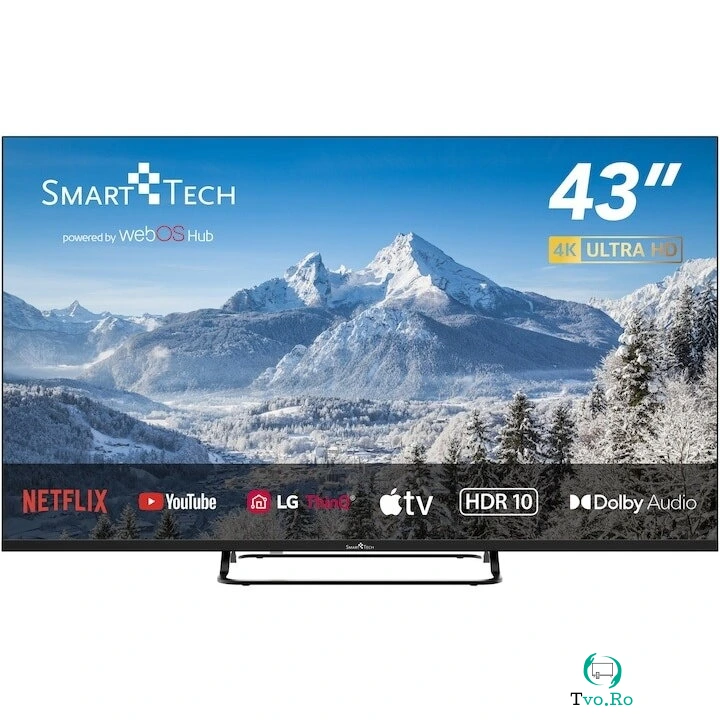 Smart Tech Televizor SmartTech LED 43UW02V, 108 cm, Smart WebOS, 4K Ultra HD, Clasa F