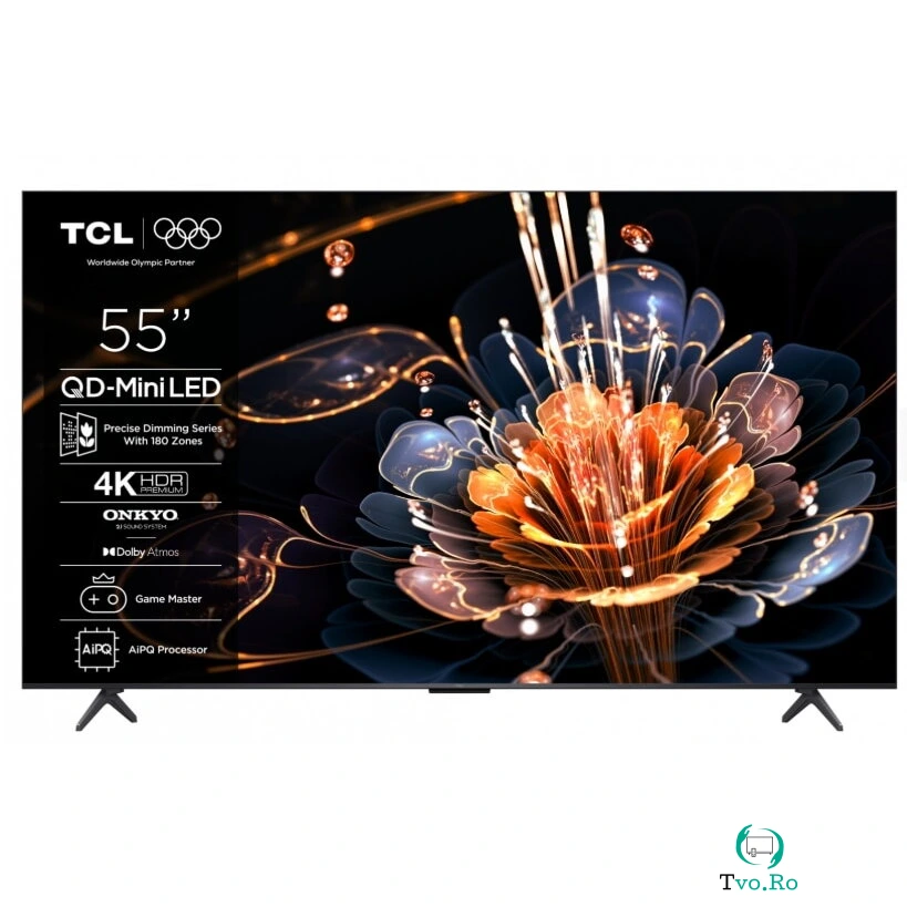 TCL Televizor Mini LED TCL 55C61KS, 139 cm, 55, Ultra HD 4K, Smart Google TV, CI+, Negru la 2,539.99 lei ron