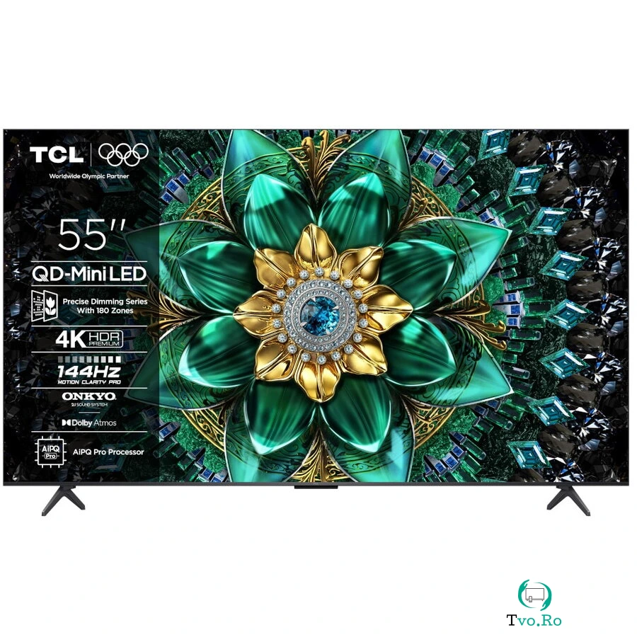 TCL Televizor Mini LED TCL 55Q6C, 4K Ultra HD, 55'', 138 cm, Smart Google TV, Clasa F, Negru la 3,109.99 lei ron