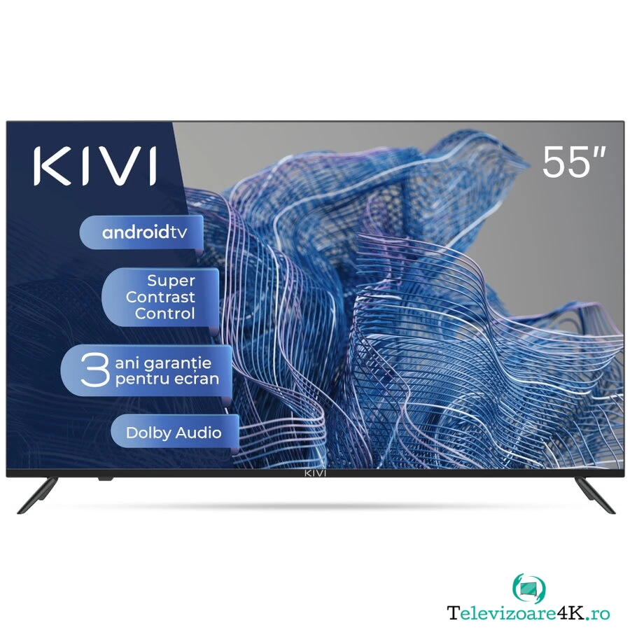 KIVI Televizor Smart LED Kivi 55U740NB, 140 cm, Ultra HD 4K, Clasa G, Negru