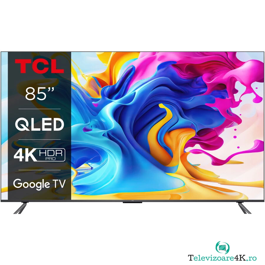 Televizor Smart TCL QLED 85C645, 214 cm, Android TV, 4K Ultra HD, Clasa G
